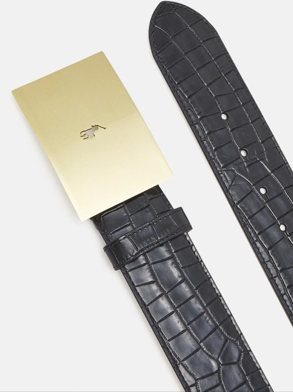 POLO Ralph Lauren Croc-embossed Genuine Leather Polo ID Belt